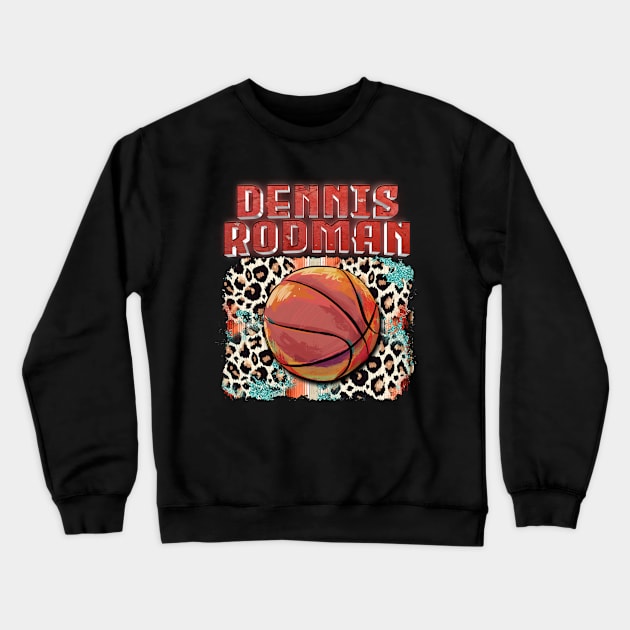 Retro Basketball Pattern Rodman Birthday Classic Colorful Sport Crewneck Sweatshirt by Samuel Young Shop